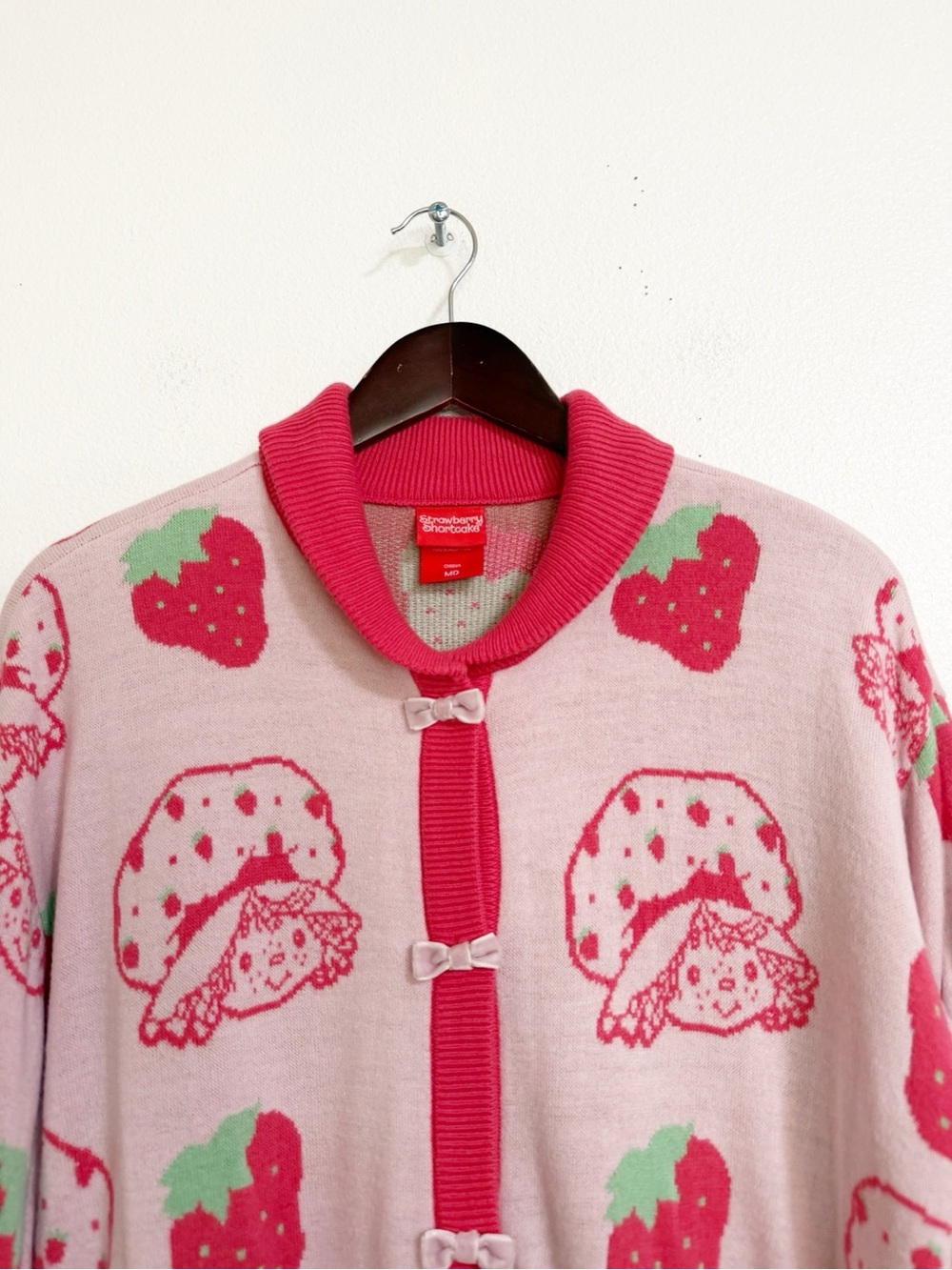 Hot Topic Strawberry Shortcake Bow Cardigan Pink Size M - Picture 5 of 12